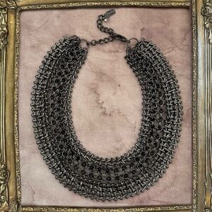 TASHA • Bohemian Tribal Vintage Black Aztec Necklace Gunmetal Collar Wrap